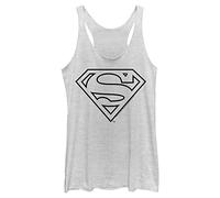 WARNER BROS Superman Line Art Logo - Camiseta sin mangas con espalda cruzada para mujer, Blanco jaspeado , Medium