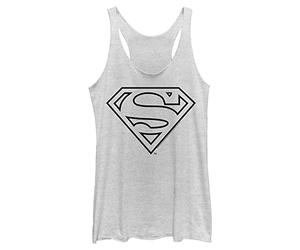 WARNER BROS Superman Line Art Logo - Camiseta sin mangas con espalda cruzada para mujer, Blanco jaspeado , Medium