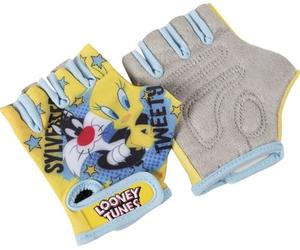 WARNER BROS Tataway Par de Guantes de Bicicleta para niño y niña Looney Tunes Titti Silvestro, sin Dedos, Amarillo y Azul, Dibujos Animados