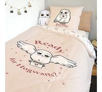 Warner - Caseta de Couette Harry Potter Hedwige 140 x 200 cm + 1 Taie D'Oreiller 63 x 63 cm, 100% algodón, crudo