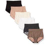 Warner'S Beneficios Blissful de Las Mujeres cavar Comodidad Comodidad Cintura Breve 6-Pack Rs9046w, Almendra Tostada/Lunares Blancos y Negros/Blanco/Marfil Perlado/Punto de Encaje Negro, XL