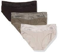 Warner'S Blissful Benefits No Muffin 3 Pack Cotton Hipster Panties Ropa Interior a la Cadera, Tela de Cristal de Piedra/Platino/Negro, M para Mujer