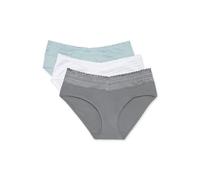 Warner's Blissful Benefits Ru2263w - Cintura cómoda sin excavación para mujer con encaje de algodón, paquete de 3 unidades, Perla ahumada/blanco/cielo de verano, XXL