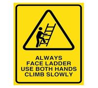 Warning Always Use Both Hands When Climbing Ladder Tin Sign 12x8 Inch
