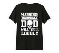 Warning Baseball Dad Skull Softball Player Funny Fathers Day Camiseta Premium