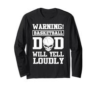 Warning Basketball Dad Skull Player Funny Fathers Day Manga Larga