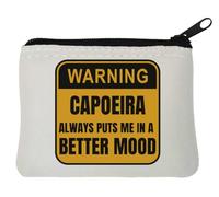Warning Capoeira Always Puts Me in A Better Mood - Monedero de neopreno (10 x 11 cm), color blanco, White, Talla única