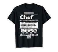 Warning Chef 100% Awesome Culinary Artist Men Women Gift Camiseta