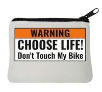 Warning Choose Life Do Not Touch My Bike - Monedero de neopreno (10 x 11 cm), color blanco, White, Talla única
