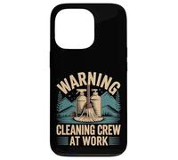 Warning Cleaning Crew At Work Custodio de Conserje - Carcasa para iPhone 13 Pro