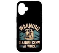 Warning Cleaning Crew At Work Custodio de Conserje - Carcasa para iPhone 16