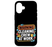 Warning Cleaning Crew At Work Custodio de conserje -- Carcasa para iPhone 16