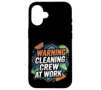Warning Cleaning Crew At Work Custodio de conserje - Carcasa para iPhone 16
