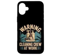Warning Cleaning Crew At Work Custodio de Conserje - Carcasa para iPhone 16 Plus