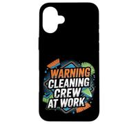 Warning Cleaning Crew At Work Custodio de conserje - Carcasa para iPhone 16 Plus