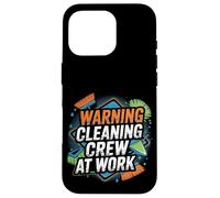 Warning Cleaning Crew At Work Custodio de conserje - Carcasa para iPhone 16 Pro