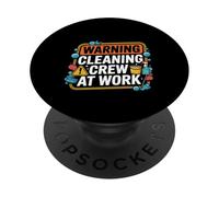 Warning Cleaning Crew At Work Custodio de conserje -- PopSockets PopGrip Adhesivo