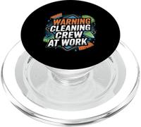 Warning Cleaning Crew At Work Custodio de conserje - PopSockets PopGrip para MagSafe