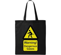 Warning Dangerous Gases Funny Fart - Bolsa de algodón ecológico natural, color negro, Black, Talla única