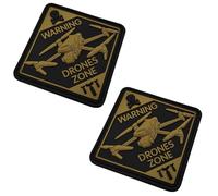 Warning Drones Zone - Parches morales de PVC, 8 x 8 cm, insignias tácticas militares para mochilas, parte trasera de , juego de 2