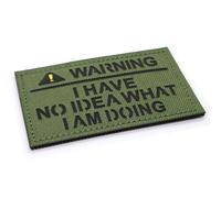 Warning I Have No Idea What I am Doing Morale Parche de 8 x 5 cm, tela militar para airsoft, divertido kit de insignia (verde)