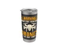 Warning I Might Start Talking About Drones Funny Drone Pilot Vaso térmico de acero inoxidable de doble pared