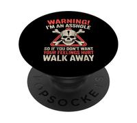 Warning I'm An Asshole Funny Quotes Sarcastic Offensive Rude PopSockets PopGrip Adhesivo