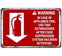Warning in Case of Appliance Fire Classic Aluminum Sign Warning for Hotel Office Store 8 X 12 in