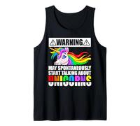 Warning May Spontaneously Start Talking About Unicorns Gift Camiseta sin Mangas