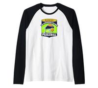 Warning May Spontaneously Talk About Pickleball Funny Player Camiseta Manga Raglan