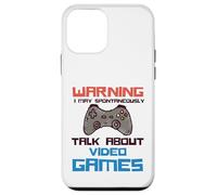 Warning May Spontaneously Talk About Video Games Funny Gamer Carcasa para iPhone 12 Mini