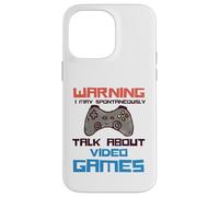 Warning May Spontaneously Talk About Video Games Funny Gamer Carcasa para iPhone 14 Pro MAX