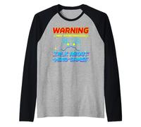 Warning May Spontaneously Talk About Video Games Gamers Camiseta Manga Raglan