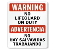 Warning No Lifeguard On Duty Wall Decor Metal Signs 12x8 Inch | Vintage tin sign warns swimmers no lifeguard is present today