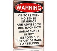 Warning No Sense of Humor Turn Back Now Metal Tin Sign 8 X 12 in
