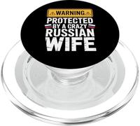 Warning Protected by A Crazy Russian Wife PopSockets PopGrip para MagSafe