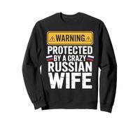 Warning Protected by A Crazy Russian Wife Sudadera