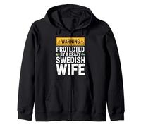 Warning Protected by A Crazy Swedish Wife Sudadera con Capucha