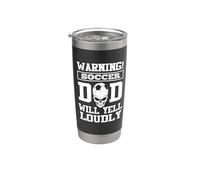 Warning Soccer Football Dad Skull Player Sport Fathers Day Vaso térmico de acero inoxidable de doble pared