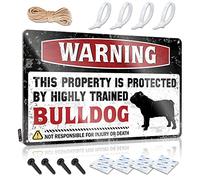 Warning This Property Is Protected By A Highly Trained Bulldog Print Coastal - Decoración de regalo para cámper, arte de pared vintage (30 x 40 cm)