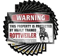 Warning This Property is Protected By A Highly Trained Rottweiler Outdoor Bar Decor Metal - Calcomanía impermeable (8 x 12 cm)