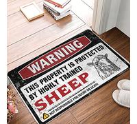 Warning This Property Is Protected By A Highly Trained Sheep Door Matall Square Shower - Felpudos de baño de espuma viscoelástica para el hogar (40 x 60 cm)