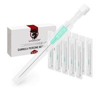 WARRIOR Cánula estéril desechable Agujas para perforar la nariz del oído Piercing para el cuerpo Accesorio profesional para tatuajes (10 piezas/caja, verde 18G)