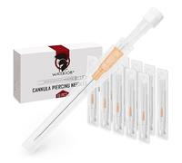 WARRIOR Cánula estéril desechable Agujas para perforar la nariz del oído Piercing para el cuerpo Accesorio profesional para tatuajes (10 piezas/caja, naranja 14G)