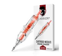 WARRIOR Cartuchos de agujas de tatuaje esterilizados grandes de doble espacio Cartucho de aguja de tatuaje sombreador redondo 10 piezas en acero quirúrgico (0,25 mm-0825RS)