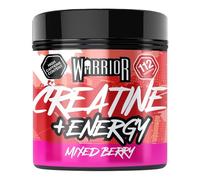 Warrior Creatine Monohydrate Powder + Energía 360g-Formulado como un producto previo al entrenamiento para impulsar el rendimiento y apoyar la recuperación muscular-80 raciones(Frutos rojos variados)