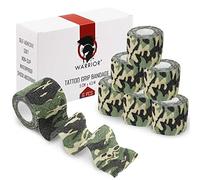 WARRIOR Gasa autoadhesiva para agarre de tatuajes en rollo, 4,5 m x 5 cm, paquete de 6 (paquete de 6, militar)