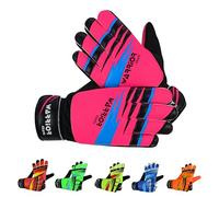 warrior gears Guantes de Portero niños, de fútbol, con Doble protección para Las muñecas, para niños de 9 a 12 años, Color Rosa, Talla 5