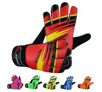 warrior gears Guantes de Portero niños, Guantes de fútbol para niños, con Doble protección para Las muñecas, Rojos, Talla 4, para Edades de 7 a 9 años