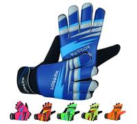 warrior gears Guantes de Portero para niños, Guantes de fútbol para niños, con Doble protección para la muñeca. - Azul, Talla 6 - para niños de 13 a 15 años